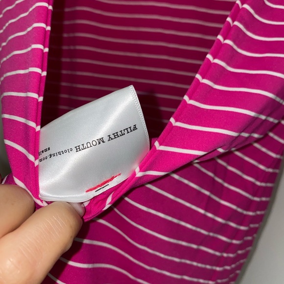 Filthy Mouth pink and white stripe open back dress - Picture 2 of 4